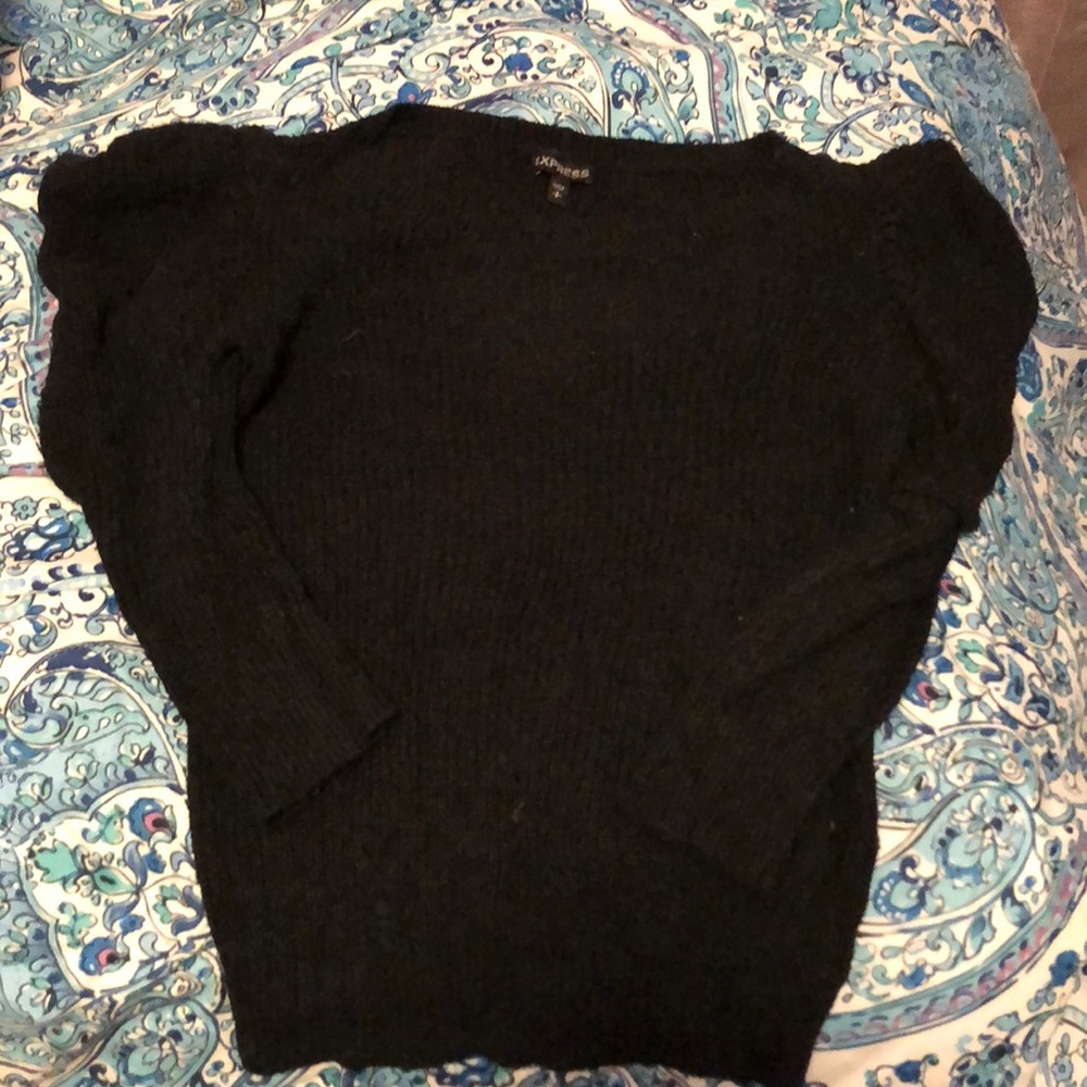 Express Flutter Cold Shoulder Sweater - image 1